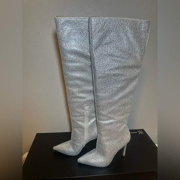 I.N.C. International Concepts Saveria Over The Knee Boots size 7.5M silver bling - Picture 5 of 15